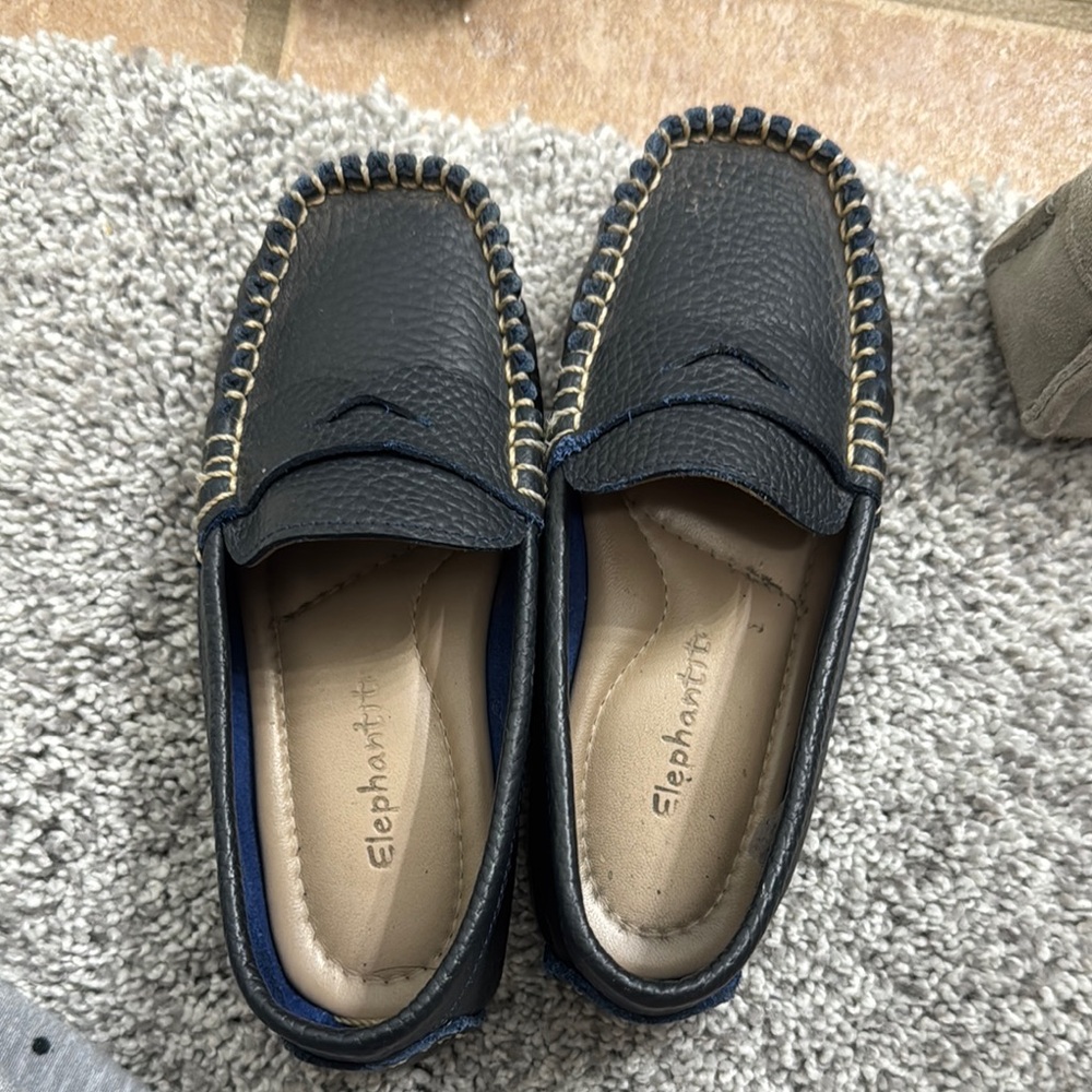 Elephantito navy Leather toddler Loafers